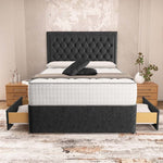 Madrid Chesterfield Divan Bed - Black Chenille