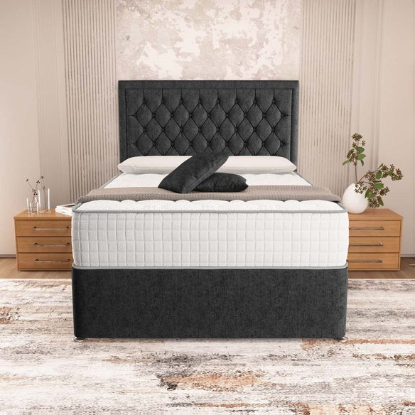 Madrid Chesterfield Divan Bed - Black Chenille