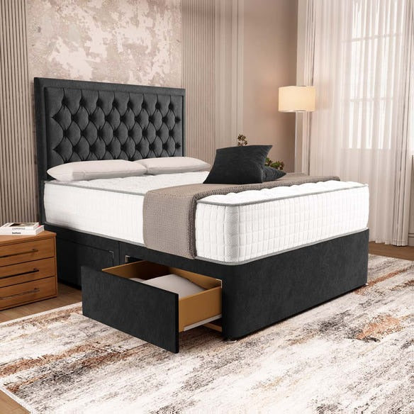 Madrid Chesterfield Divan Bed - Black Naples