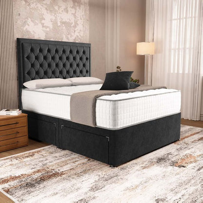 Madrid Chesterfield Divan Bed - Black Naples