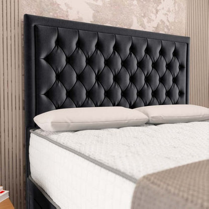 Madrid Chesterfield Divan Bed - Black Plush Velvet