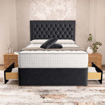 Madrid Chesterfield Divan Bed - Black Plush Velvet