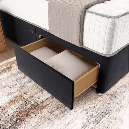 Madrid Chesterfield Divan Bed - Black Plush Velvet