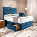 Madrid Chesterfield Divan Bed - Blue Coniston