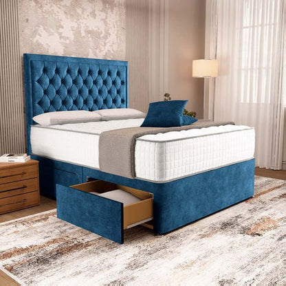 Madrid Chesterfield Divan Bed - Blue Coniston