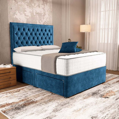 Madrid Chesterfield Divan Bed - Blue Coniston