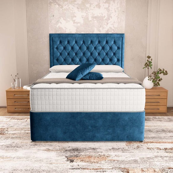 Madrid Chesterfield Divan Bed - Blue Coniston