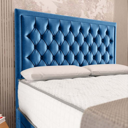 Madrid Chesterfield Divan Bed - Blue Plush Velvet