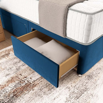 Madrid Chesterfield Divan Bed - Blue Plush Velvet