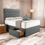 Madrid Chesterfield Divan Bed - Charcoal Chenille