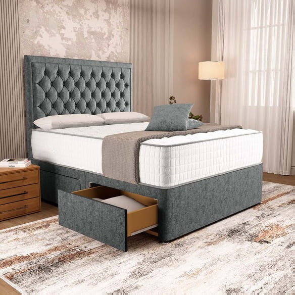 Madrid Chesterfield Divan Bed - Charcoal Chenille