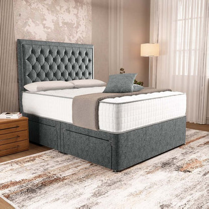 Madrid Chesterfield Divan Bed - Charcoal Chenille