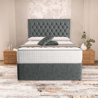 Madrid Chesterfield Divan Bed - Charcoal Chenille