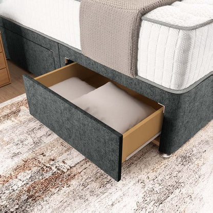 Madrid Chesterfield Divan Bed - Charcoal Chenille