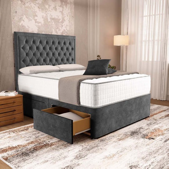 Madrid Chesterfield Divan Bed - Charcoal Coniston