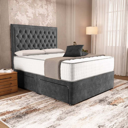 Madrid Chesterfield Divan Bed - Charcoal Coniston