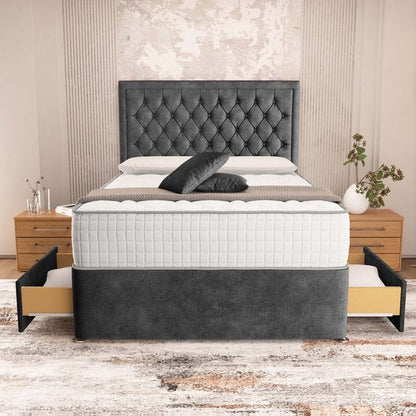 Madrid Chesterfield Divan Bed - Charcoal Coniston