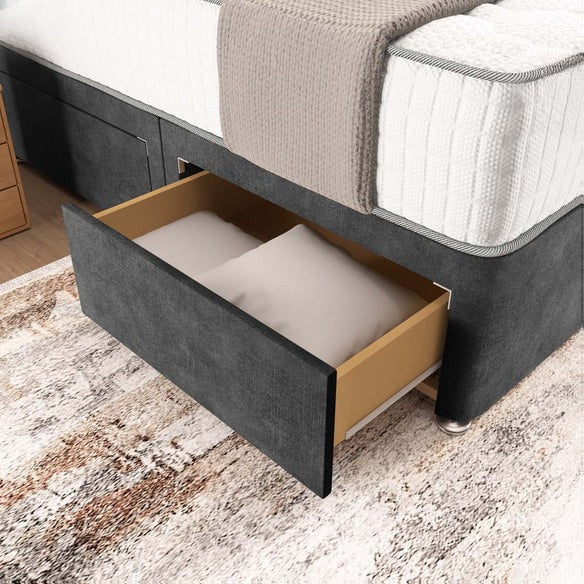 Madrid Chesterfield Divan Bed - Charcoal Coniston