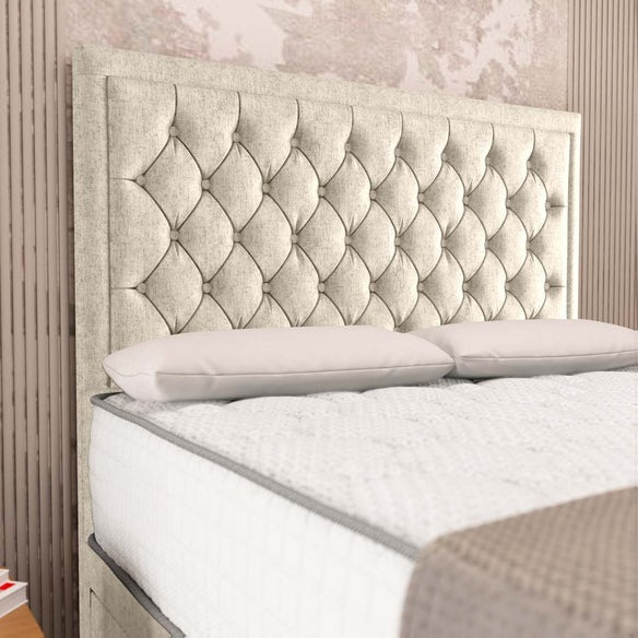 Madrid Chesterfield Divan Bed - Cream Chenille