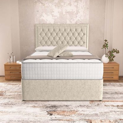 Madrid Chesterfield Divan Bed - Cream Chenille