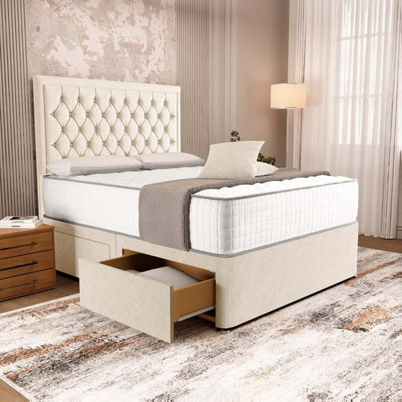 Madrid Chesterfield Divan Bed - Cream Naples