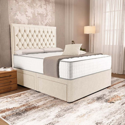 Madrid Chesterfield Divan Bed - Cream Naples