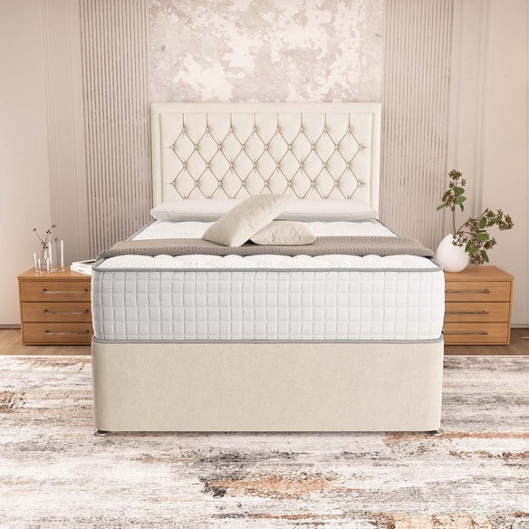 Madrid Chesterfield Divan Bed - Cream Naples