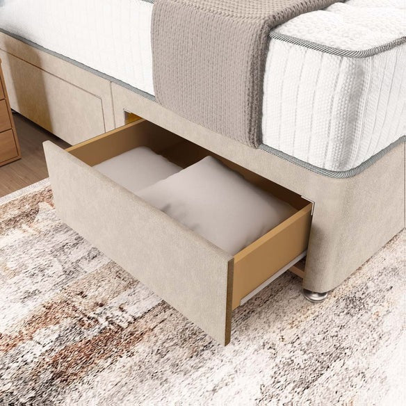 Madrid Chesterfield Divan Bed - Cream Naples