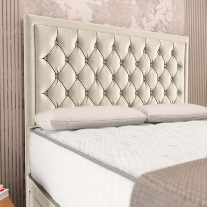 Madrid Chesterfield Divan Bed - Cream Plush Velvet