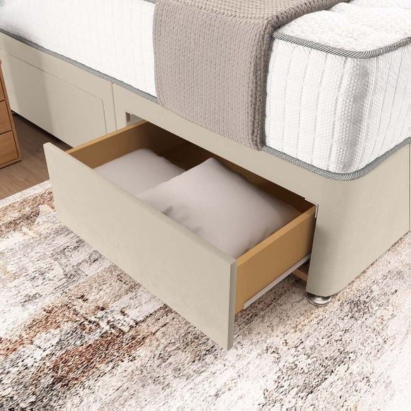 Madrid Chesterfield Divan Bed - Cream Plush Velvet
