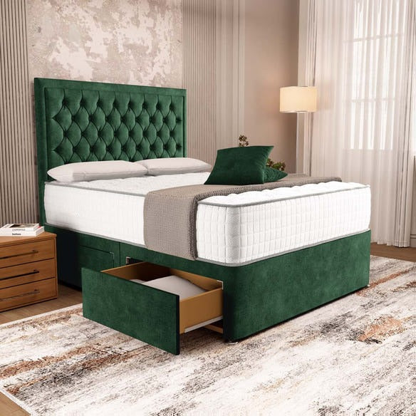 Madrid Chesterfield Divan Bed - Emerald Coniston