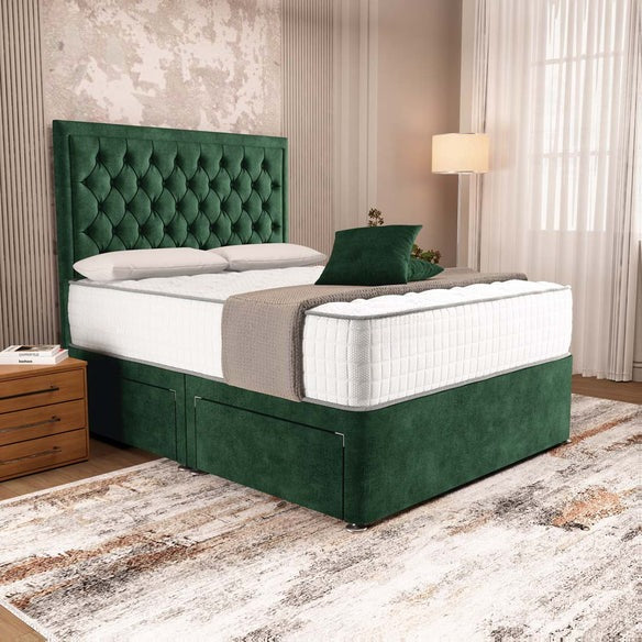 Madrid Chesterfield Divan Bed - Emerald Coniston