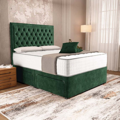 Madrid Chesterfield Divan Bed - Emerald Coniston