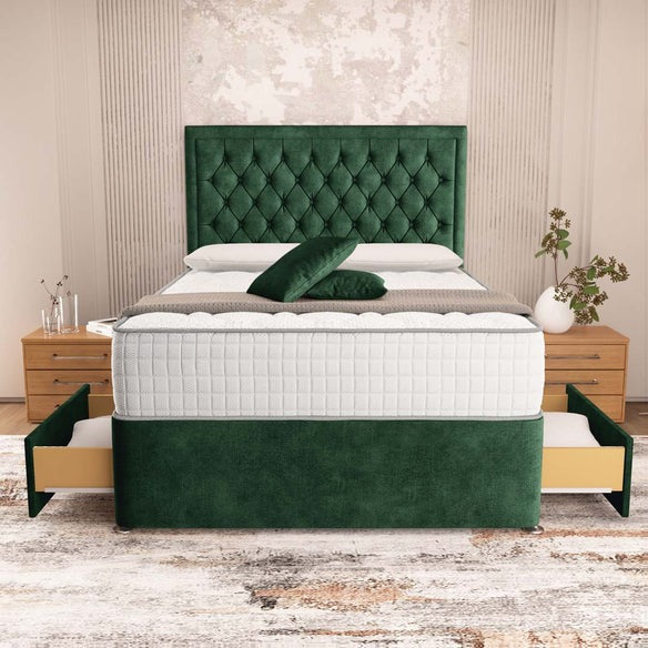 Madrid Chesterfield Divan Bed - Emerald Coniston