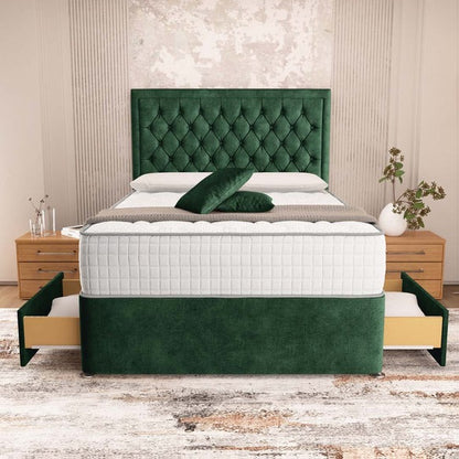 Madrid Chesterfield Divan Bed - Emerald Coniston