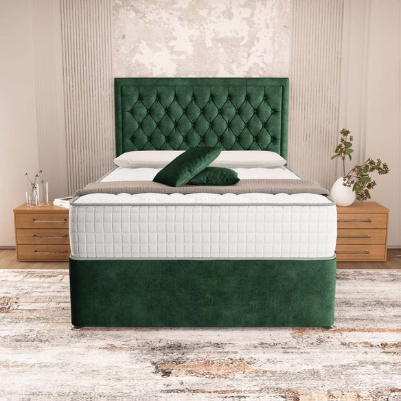 Madrid Chesterfield Divan Bed - Emerald Coniston