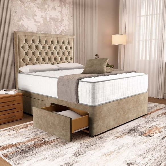 Madrid Chesterfield Divan Bed - Mink Coniston