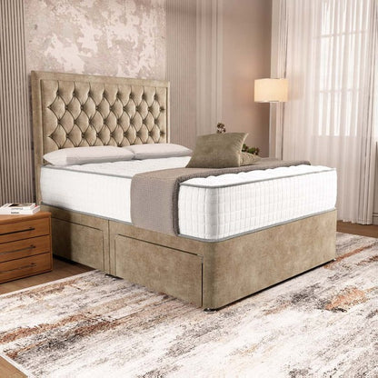 Madrid Chesterfield Divan Bed - Mink Coniston