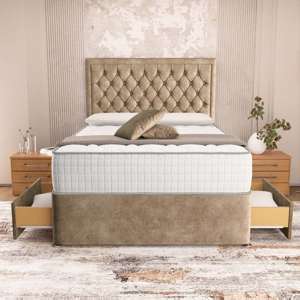 Madrid Chesterfield Divan Bed - Mink Coniston