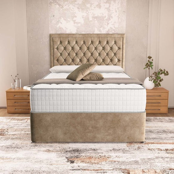 Madrid Chesterfield Divan Bed - Mink Coniston