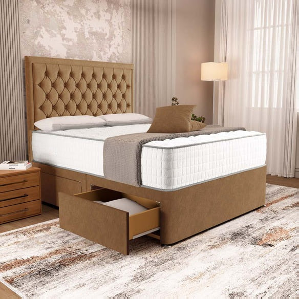 Madrid Chesterfield Divan Bed - Mink Naples
