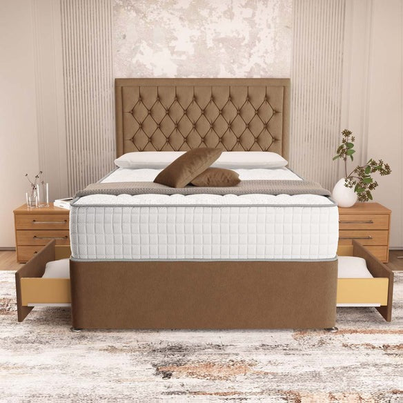 Madrid Chesterfield Divan Bed - Mink Naples