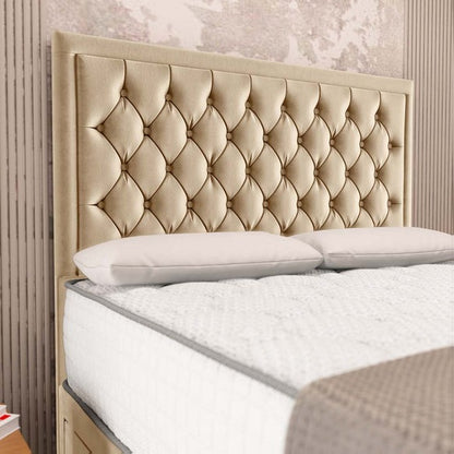 Madrid Chesterfield Divan Bed - Mink Plush Velvet
