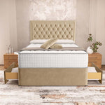 Madrid Chesterfield Divan Bed - Mink Plush Velvet