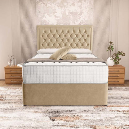 Madrid Chesterfield Divan Bed - Mink Plush Velvet