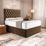 Madrid Chesterfield Divan Bed - Mocca Plush Velvet