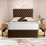 Madrid Chesterfield Divan Bed - Mocca Plush Velvet