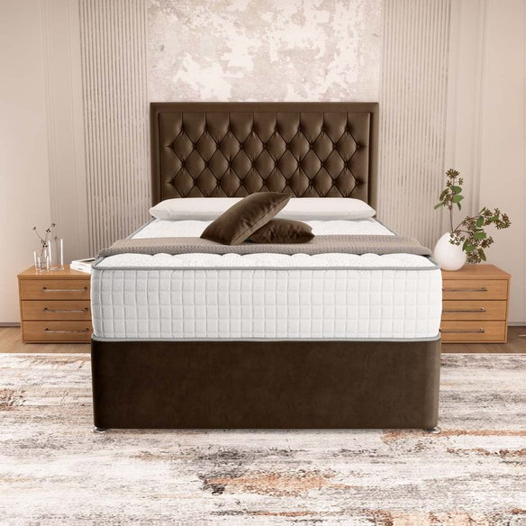 Madrid Chesterfield Divan Bed - Mocca Plush Velvet