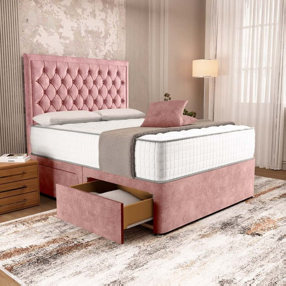 Madrid Chesterfield Divan Bed - Pink Coniston