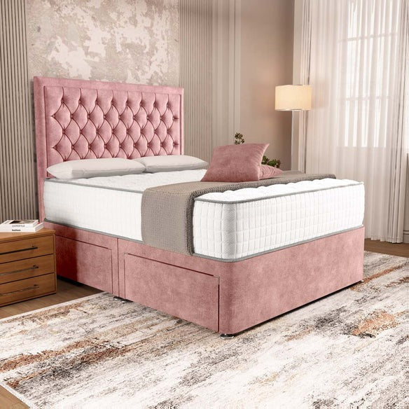 Madrid Chesterfield Divan Bed - Pink Coniston
